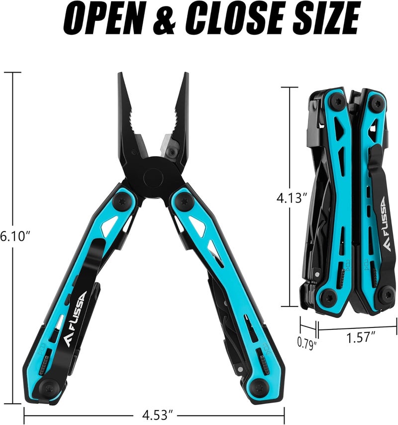 FLISSA 16-in-1 Multi Tool Pliers, Gifts for Men, Stainless Steel EDC Multitool with Pocket Knife, Belt Clip and Oxford Pouch, Self-locking Multipurpose Utility Multi-Tool for Camping Survival Outdoor - Image 2